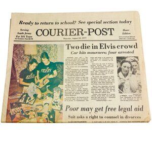 Vintage 1977 Original Newspaper Elvis Presley Mourning & Graceland Aug 18, 1977